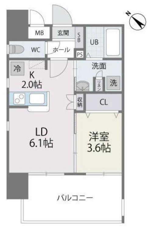 サニークレスト東比恵(1LDK/11階)の間取り写真