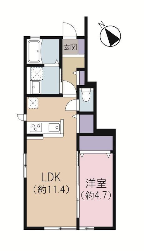 ソーラーハイツA(1LDK/1階)の間取り写真