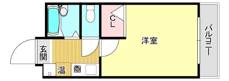 シャルマン六本松(1K/3階)の間取り写真