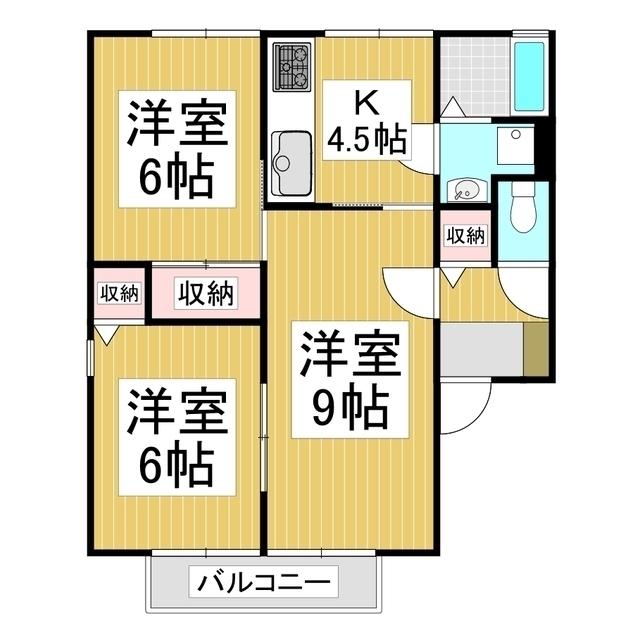 ボンビラス・HOSONO A(3K/2階)の間取り写真