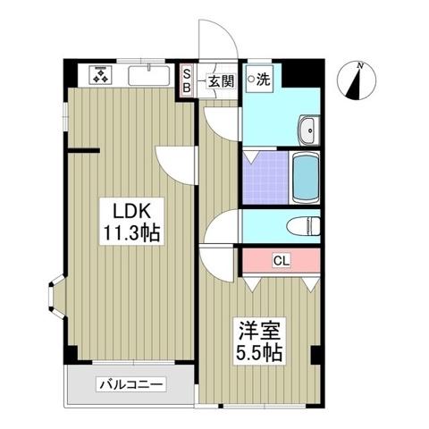 セレスト(1LDK/1階)の間取り写真