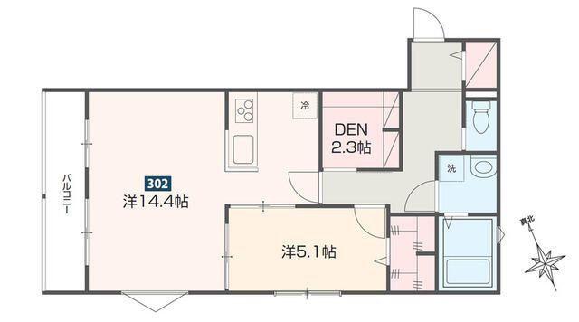 MELDIA是政(1SLDK/3階)の間取り写真