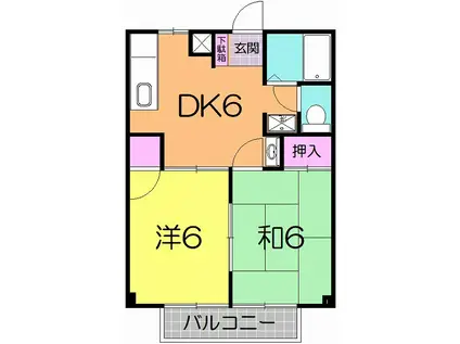 シティーカームK(2DK/2階)の間取り写真
