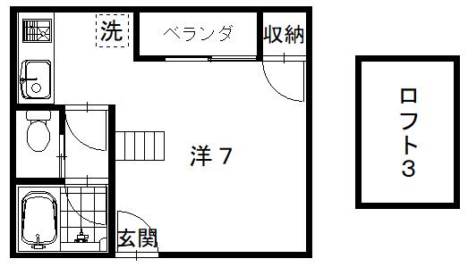 コーポ217K(1K/2階)の間取り写真
