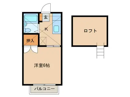 島田ハイツ(1K/1階)の間取り写真