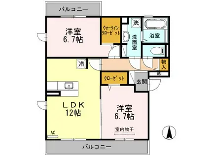 リバーパーク S(2LDK/3階)の間取り写真
