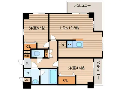 アプリコーゼ(2LDK/3階)の間取り写真