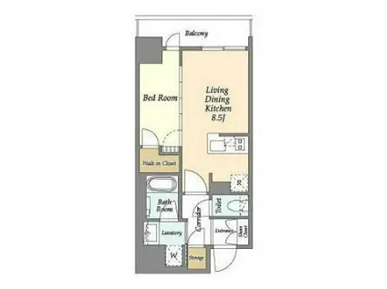 リビオメゾン横濱大通公園(1LDK/3階)の間取り写真