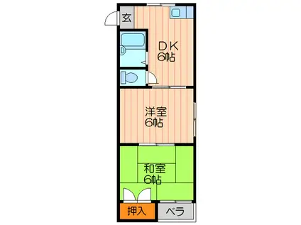 秀和第1ハイツ(2DK/4階)の間取り写真