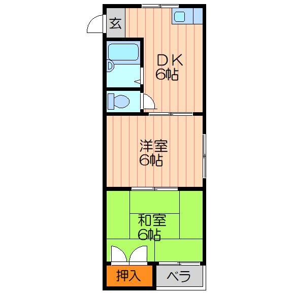 秀和第1ハイツ(2DK/3階)の間取り写真