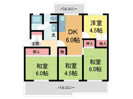 UR中山五月台14号棟(4DK/5階)の間取り写真