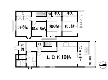 箕面グリーンハイツ2ND(4LDK/1階)の間取り写真