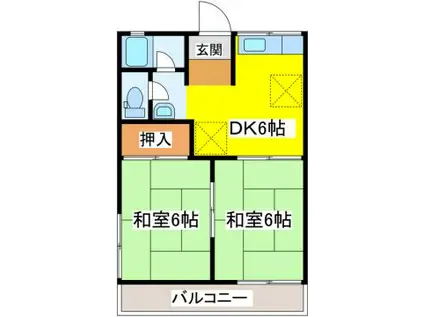 木原アパートA(2DK/2階)の間取り写真