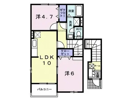 ロッソ・コルサB(2LDK/2階)の間取り写真