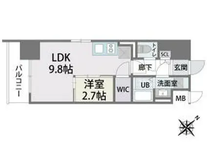 ラクラス博多II(1LDK/2階)の間取り写真