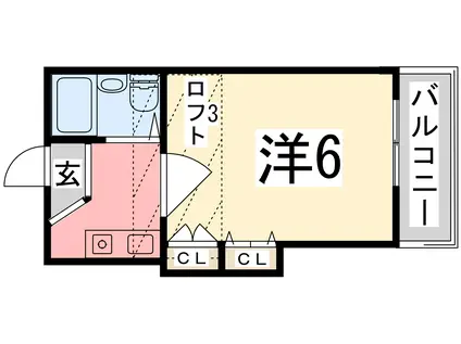 メゾン・T大久保(1K/2階)の間取り写真
