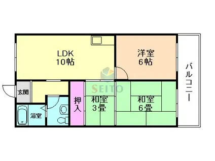 ラ・カーサ上野西(3LDK/3階)の間取り写真