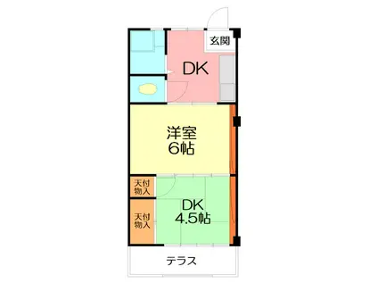 コーポ富士見(2DK/2階)の間取り写真