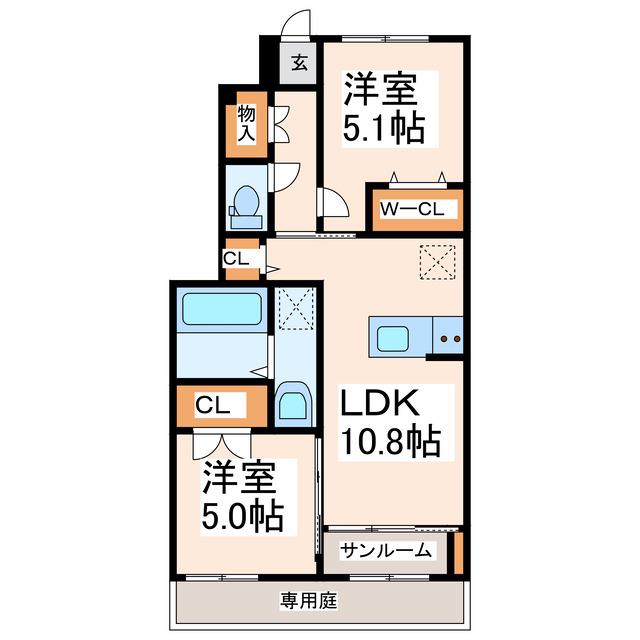 アメニティ Mー2(2LDK/1階)の間取り写真