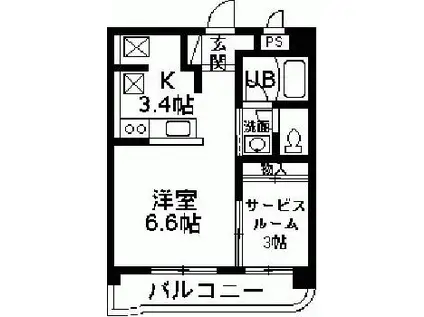 マンションパークハイム(1DK/1階)の間取り写真