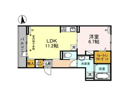 フェリーチェTAKASAKI(1LDK/3階)の間取り写真
