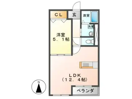 ハートフル杏子(1LDK/1階)の間取り写真