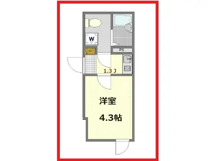 リベルテ平井(1K/1階)の間取り写真
