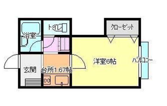 花ノ木コーポ(1K/2階)の間取り写真