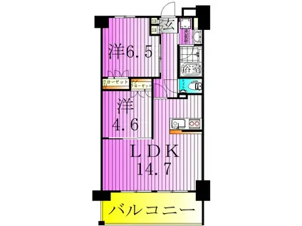 パレステージ江北Ⅲ東館(2LDK/2階)の間取り写真
