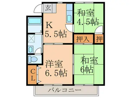 末松アパ-トII(3K/1階)の間取り写真