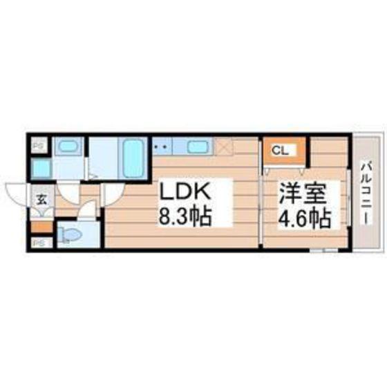 BLESSED LIFE上杉(1LDK/5階)の間取り写真