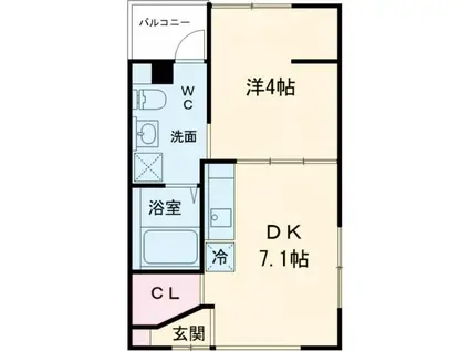 オリエンタルマンション(1DK/2階)の間取り写真