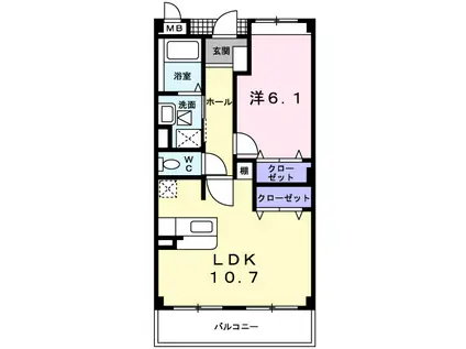 サンズパークIII(1LDK/2階)の間取り写真