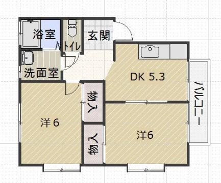 コーポサンフラワー(2K/2階)の間取り写真