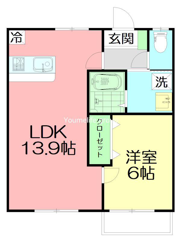 YTコーポ(1LDK/2階)の間取り写真
