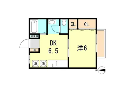 Aスクエア桜木町(1DK/2階)の間取り写真