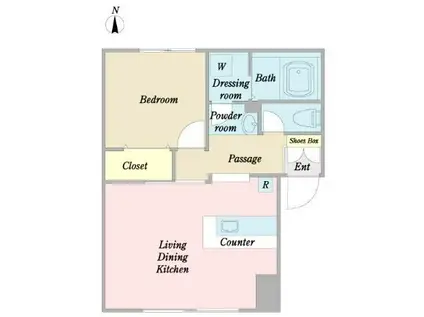 国分町ヴィラKY(1LDK/4階)の間取り写真