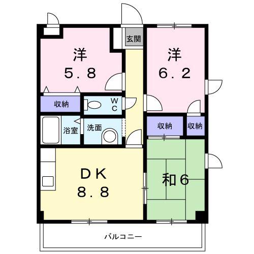 フィネス2000(3DK/3階)の間取り写真