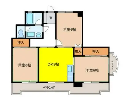 リーボンキャッスル(3LDK/2階)の間取り写真