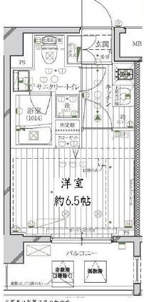 レガリス品川南大井パークサイド(1K/3階)の間取り写真