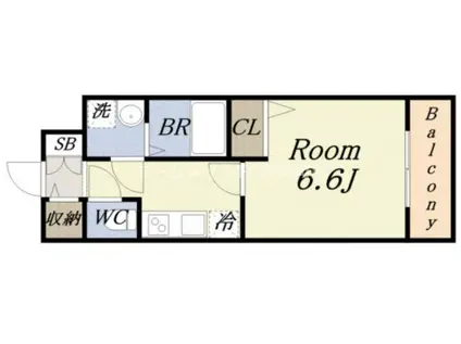ベイサイドパークOSAKAサウスレジデンシス(1K/7階)の間取り写真