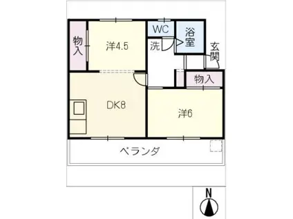 メゾンレポス鏡島(2DK/2階)の間取り写真