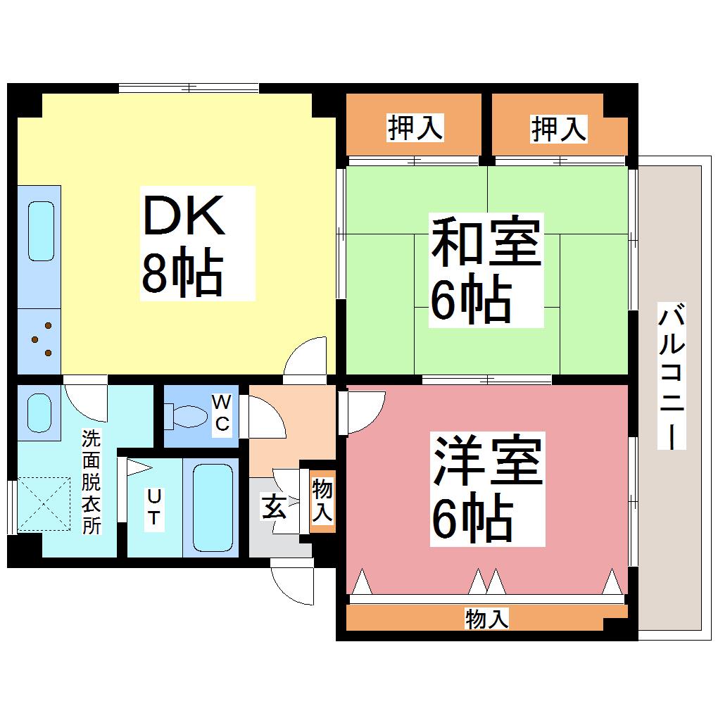 マンションGO(2DK/3階)の間取り写真
