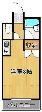オーク黒住A棟(ワンルーム/2階)の間取り写真
