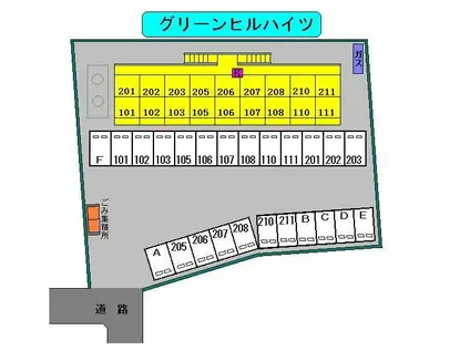 グリーンヒルハイツ(1DK/2階)の間取り写真