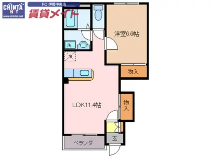 ヴェールメゾン(1LDK/1階)の間取り写真
