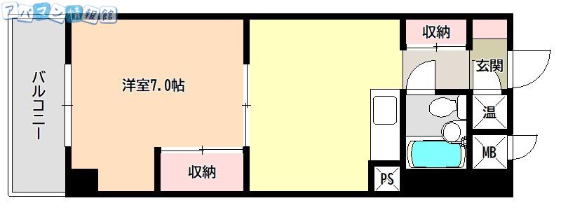 コープ野村万代(1K/3階)の間取り写真