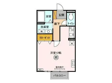 アクアヒルズ(ワンルーム/2階)の間取り写真