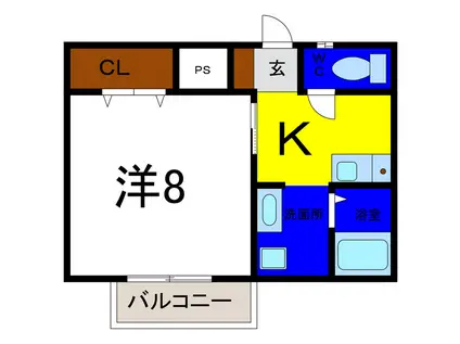 メイプルフィールド(1K/2階)の間取り写真