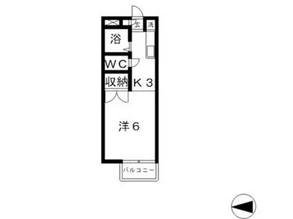 ゼフィールB棟(1K/2階)の間取り写真